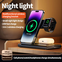 Load image into Gallery viewer, NEXiLUX 4 in 1 Magnetic Flat Foldable Wireless Charging Station with a Night Light NXL-95280 - Black