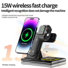 Load image into Gallery viewer, NEXiLUX 4 in 1 Magnetic Flat Foldable Wireless Charging Station with a Night Light NXL-95280 - Black