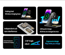 Load image into Gallery viewer, NEXiLUX 4 in 1 Magnetic Flat Foldable Wireless Charging Station with a Night Light NXL-95280 - Black
