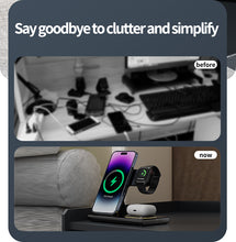 Load image into Gallery viewer, NEXiLUX 4 in 1 Magnetic Flat Foldable Wireless Charging Station with a Night Light NXL-95280 - Black
