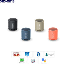Load image into Gallery viewer, Sony SRSXB13/B Extra Bass Portable Waterproof Speaker with Bluetooth, USB Type-C, 16 Hours Battery Life - REFURBISHED
