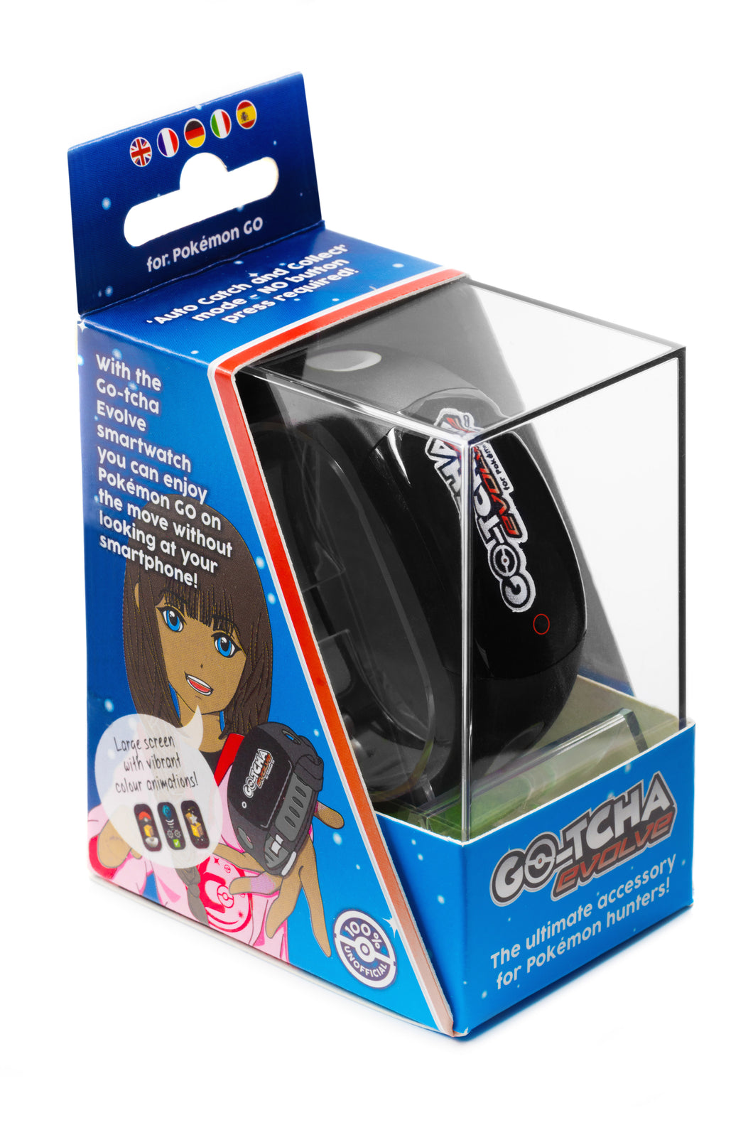 Go-tcha Evolve LED-Touch Wristband Watch for Pokemon Go with Auto Catch and Auto Spin - Black/Grey