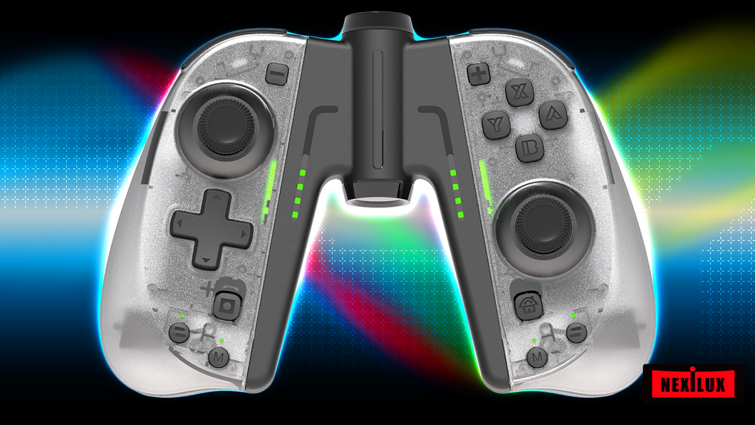 NEXiLUX Motion Controllers pair with a USB Type-C Charging Cable & Joy-Con Alternative compatible with Nintendo Switch - Clear White
